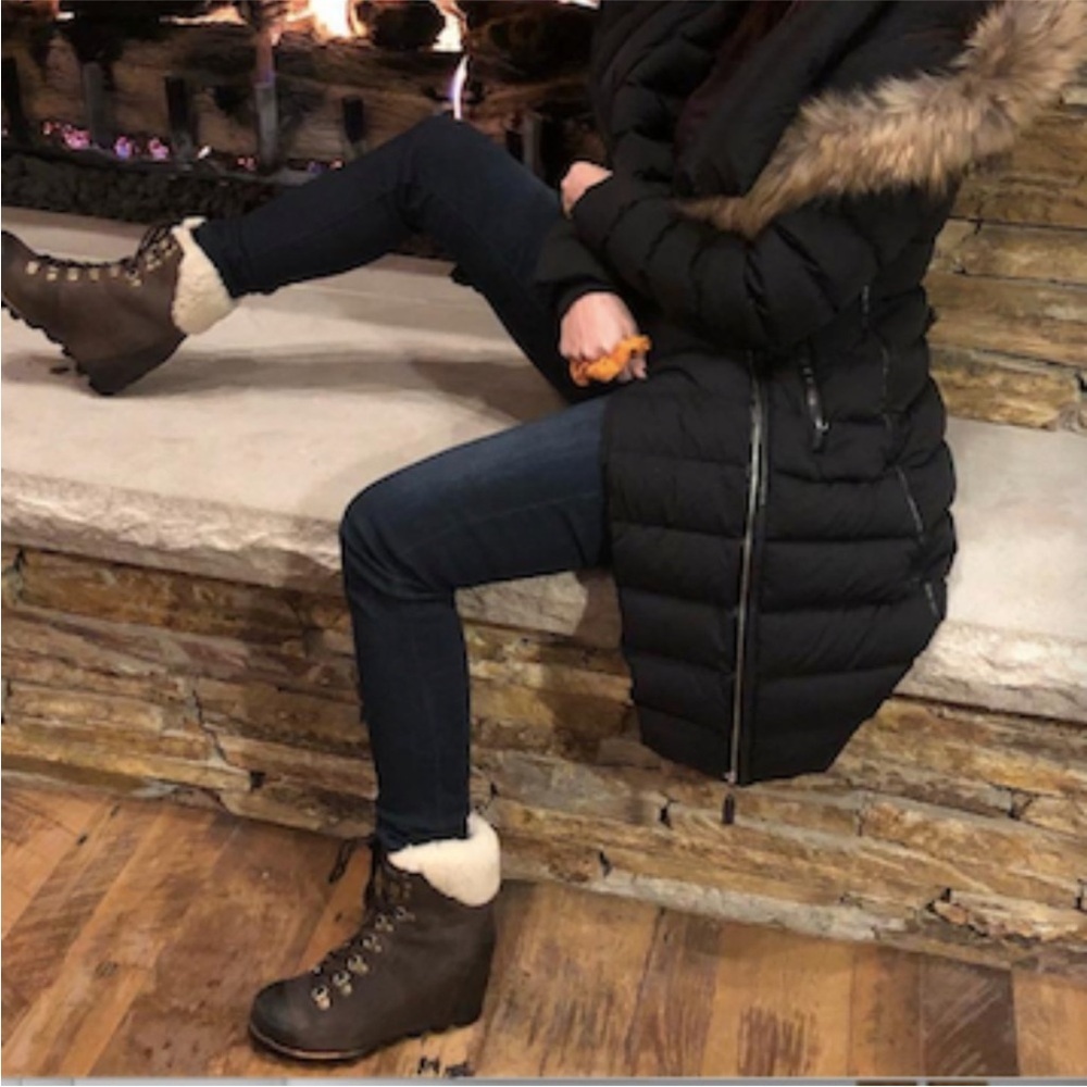SOREL Conquest Shearling Lined Hidden Wedge Genuine Leather Lace Up Winter Boots - Picture 5 of 14